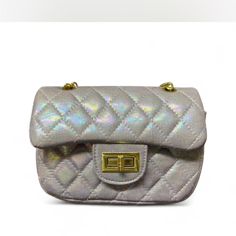 Trendy Holographic Quilted Mini Chain Bag – Party, Club, Evening
